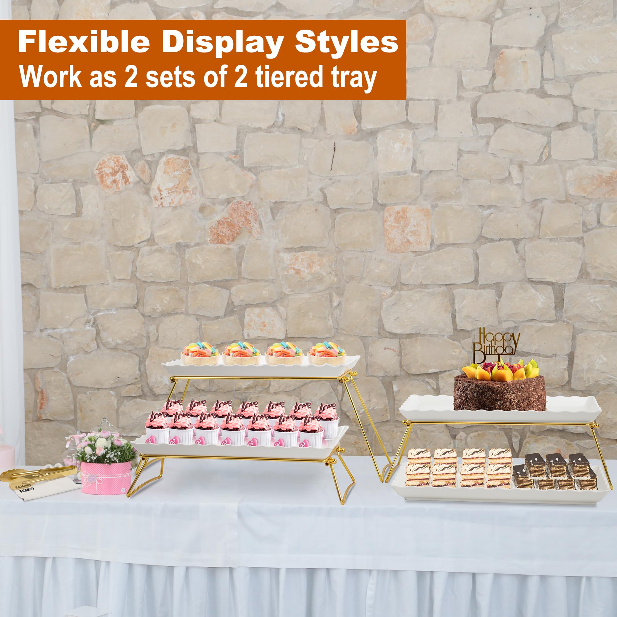 KAQAHIDO dessert-bar setup adds height and visual appeal.