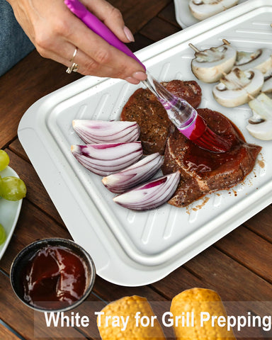 KAQAHIDO trays with ridges prevent rolling and keep grillables in place