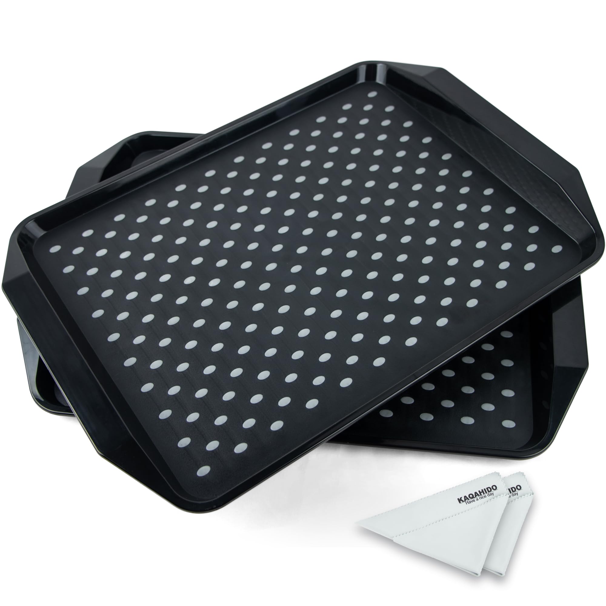 KAQAHIDO large non-slip tray with grippy dots keeps plates steady during meals.