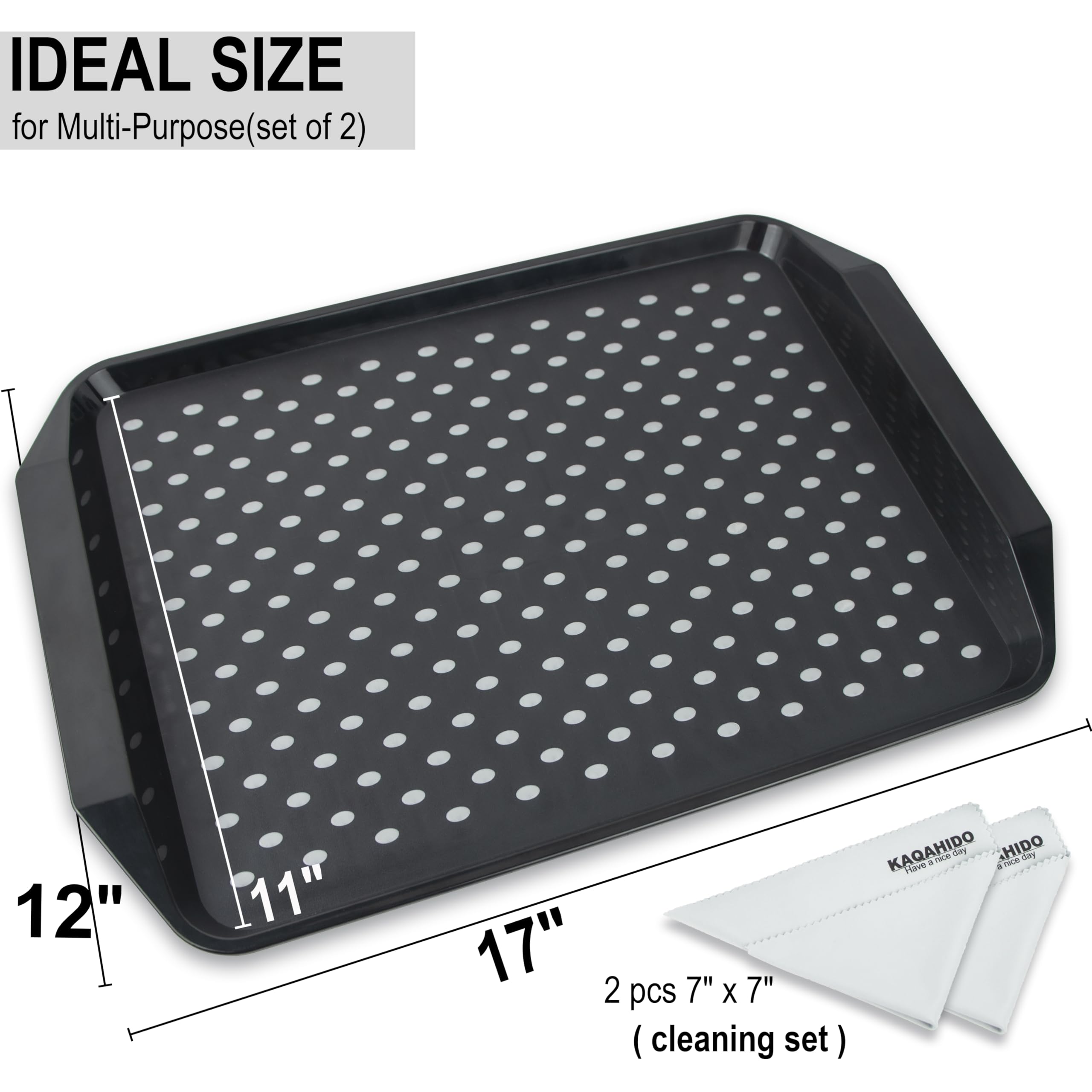KAQAHIDO rectangular 17x12 inch dinner tray supports a plate securely.