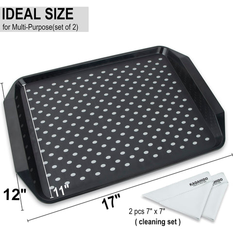 KAQAHIDO rectangular 17x12 inch dinner tray supports a plate securely.