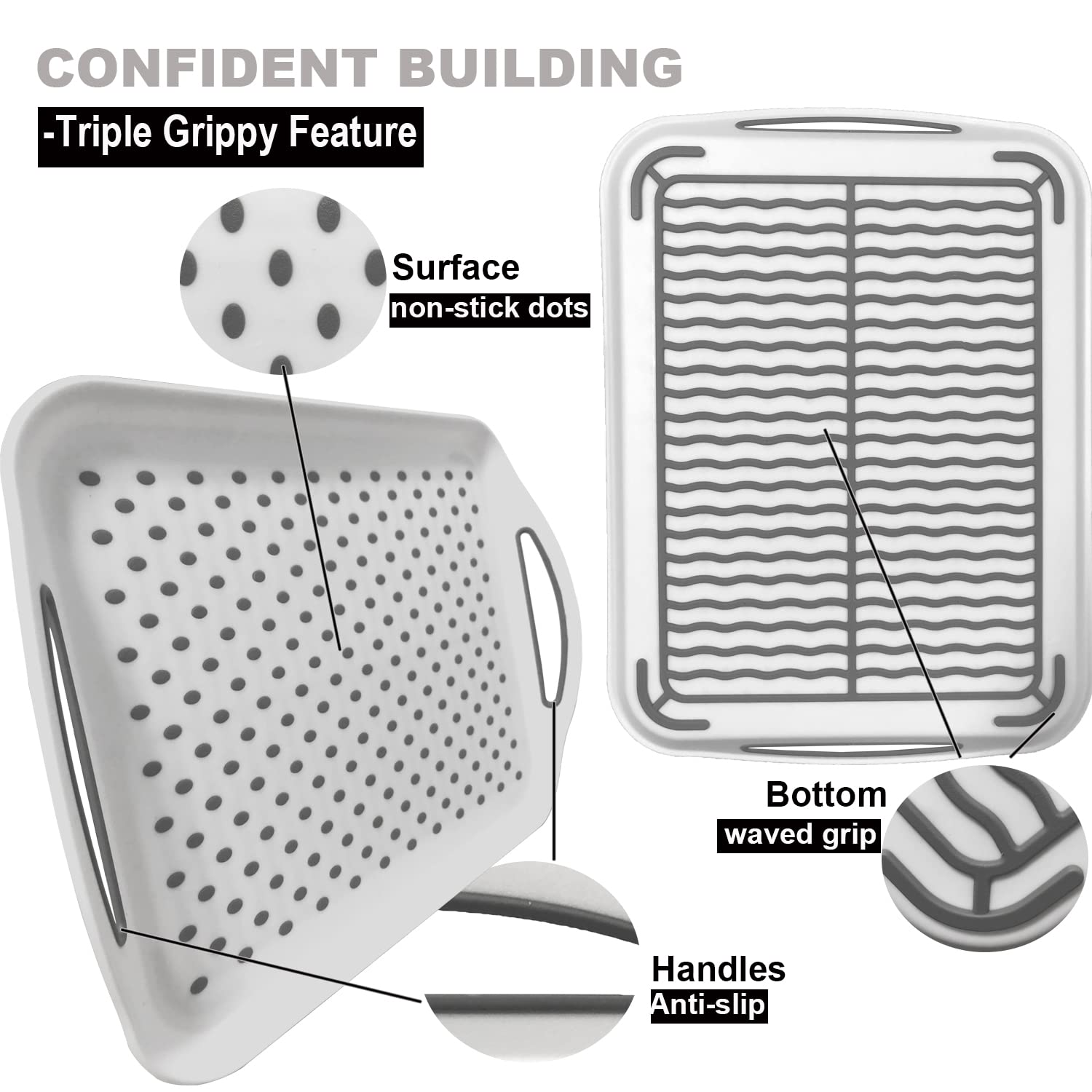 KAQAHIDO silicone grip nubs top view showing secure transport of dishes