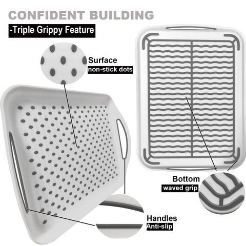 KAQAHIDO silicone grip nubs top view showing secure transport of dishes