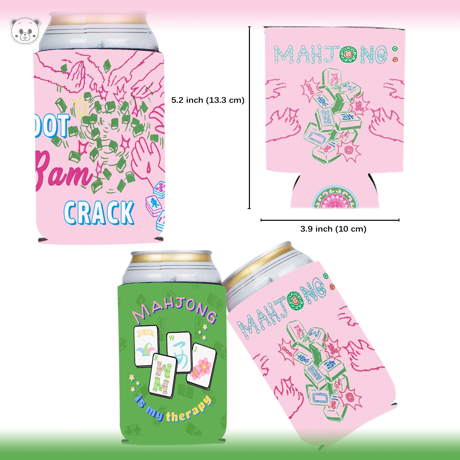 KARAQY Mahjong can sleeves pink-green set adds playful table decor for parties.