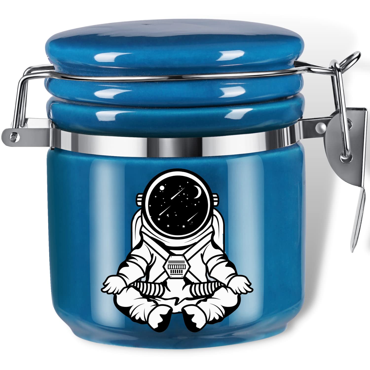 KARCOOL smell-proof jar with blue lid keeps herbs fresh longer.