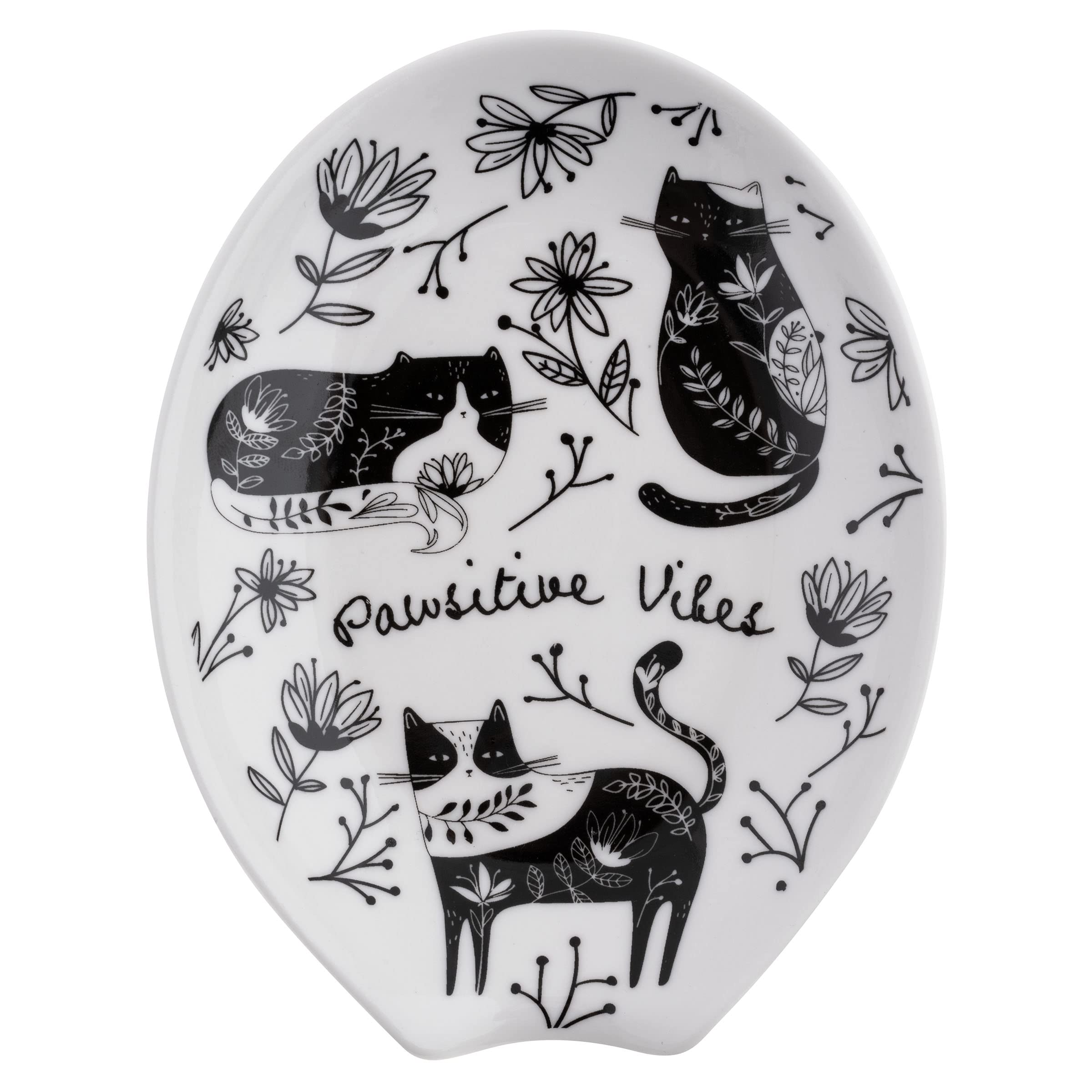 Karma Boho spoon rest black and white ceramic on countertop keeps surfaces clean