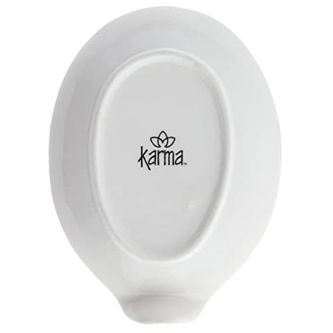 Karma Boho spoon rest close-up shows black and white pattern for stylish kitchen decor