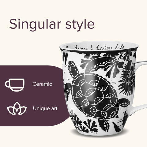 Karma Ceramic Coffee Mug Sea Turtle Art suitable for tea or coffee rituals.