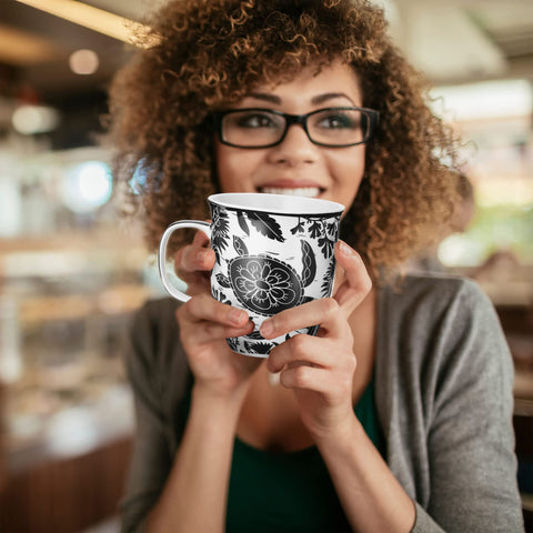 Karma Dishwasher-Safe Coffee Mug Boho style for easy cleaning.