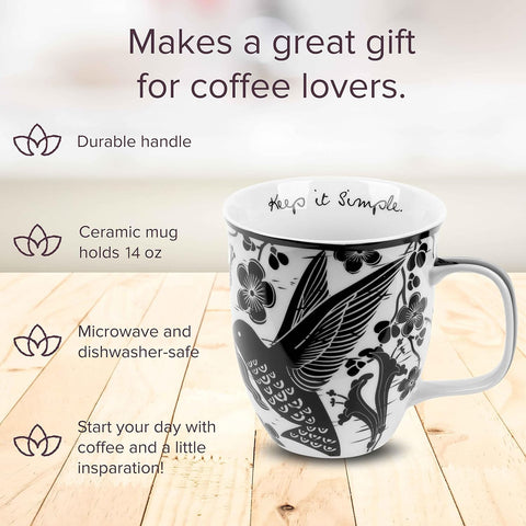 Karma Gifts black and white boho mug front view for a stylish tea break