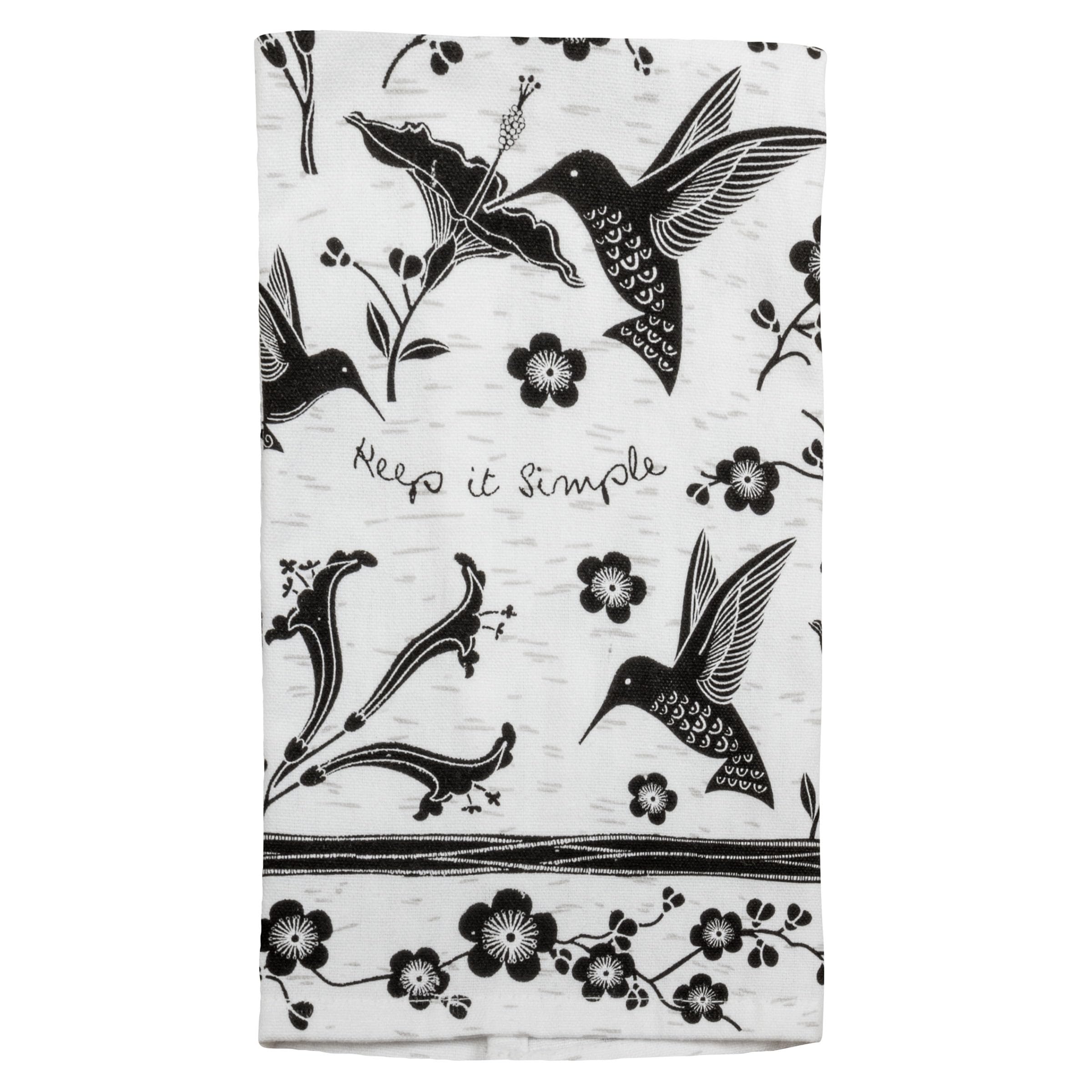 Karma Gifts hummingbird boho tea towel in black and white for absorbent everyday use