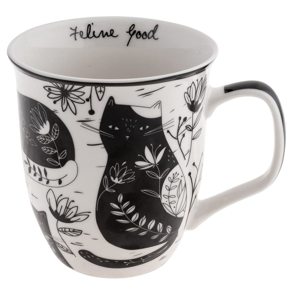 Karma Gifts Boho Cat Mug front view with bold artwork for daily coffee.
