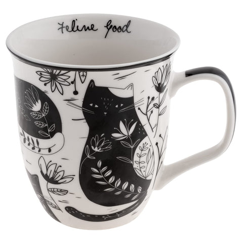 Karma Gifts Boho Cat Mug front view with bold artwork for daily coffee.