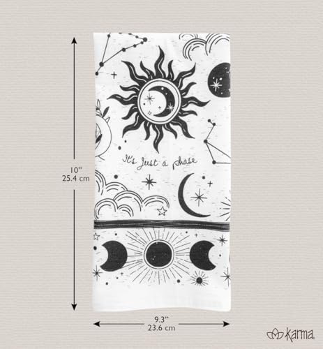 Karma Gifts tea towel with corner tab for easy hanging in the kitchen
