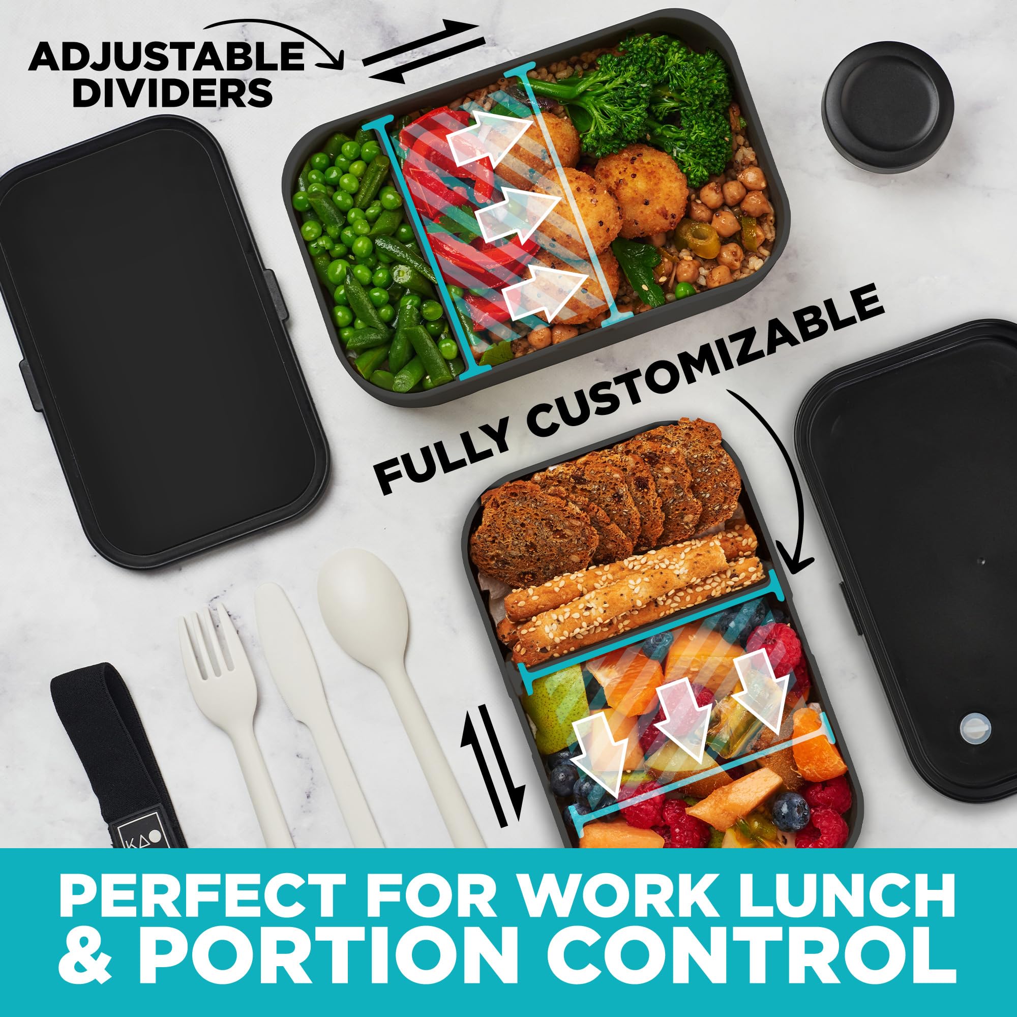 KARRICO Bento Box sauce tub demonstrates separate leakproof compartment for dressings