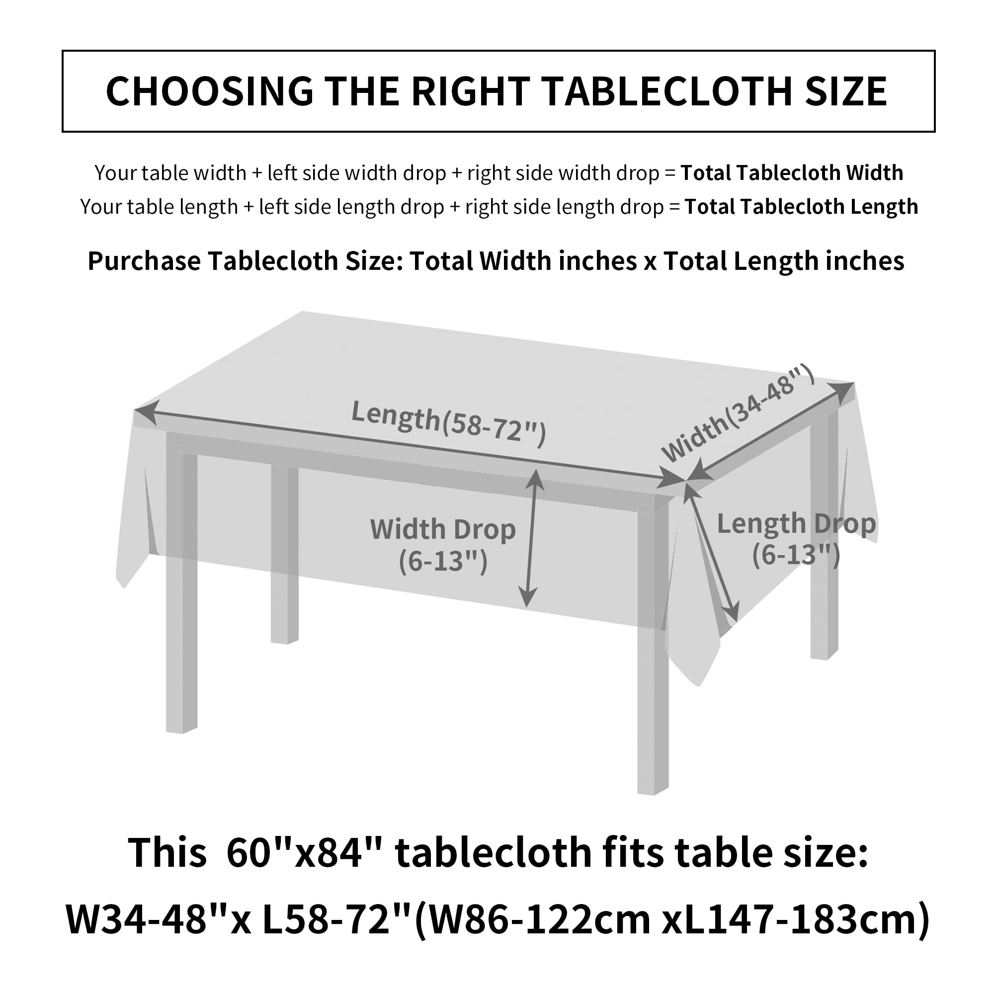 Karseteli multiple size options for rectangular, round, and square tables.