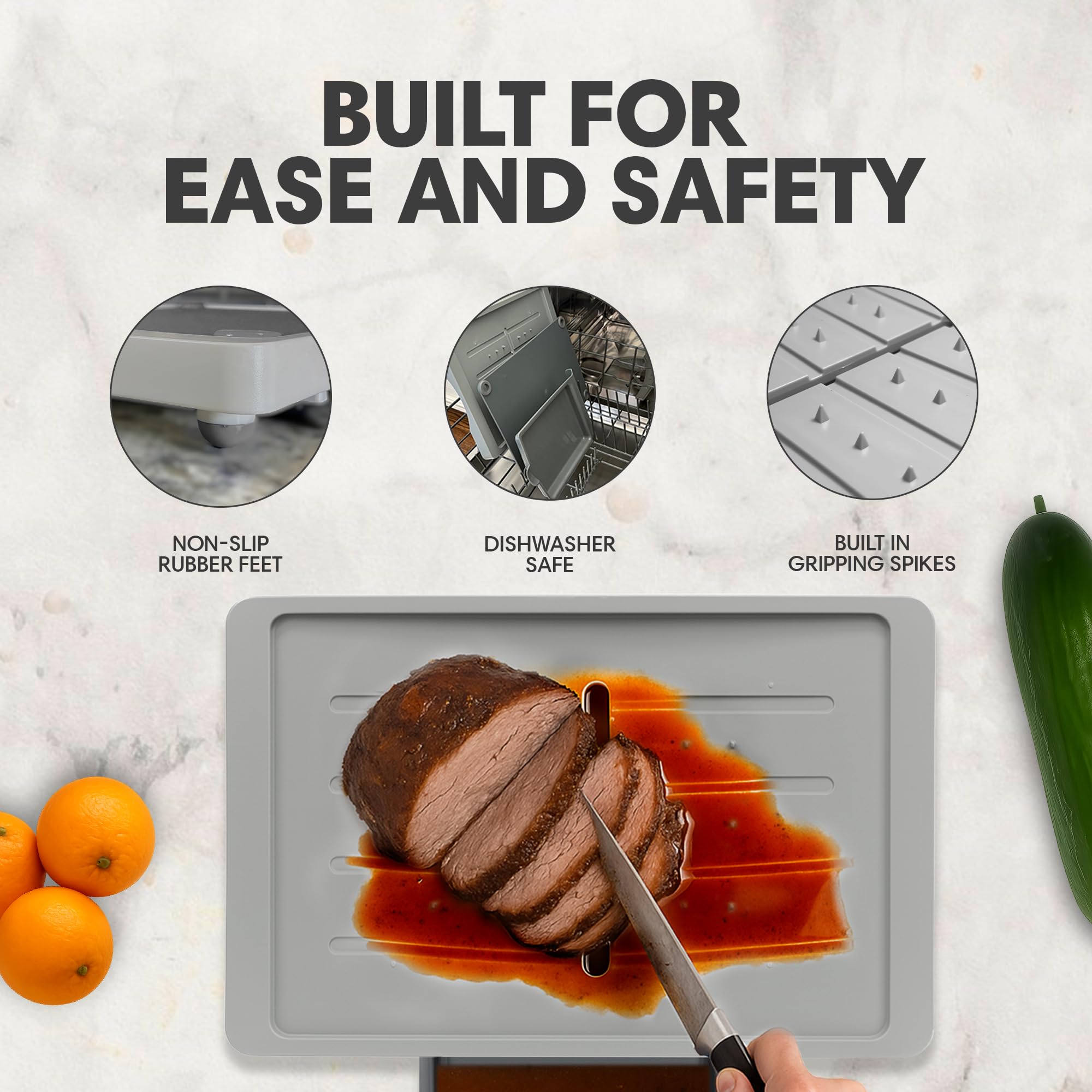 Karving King Plus easy-grip handles for safe transport.