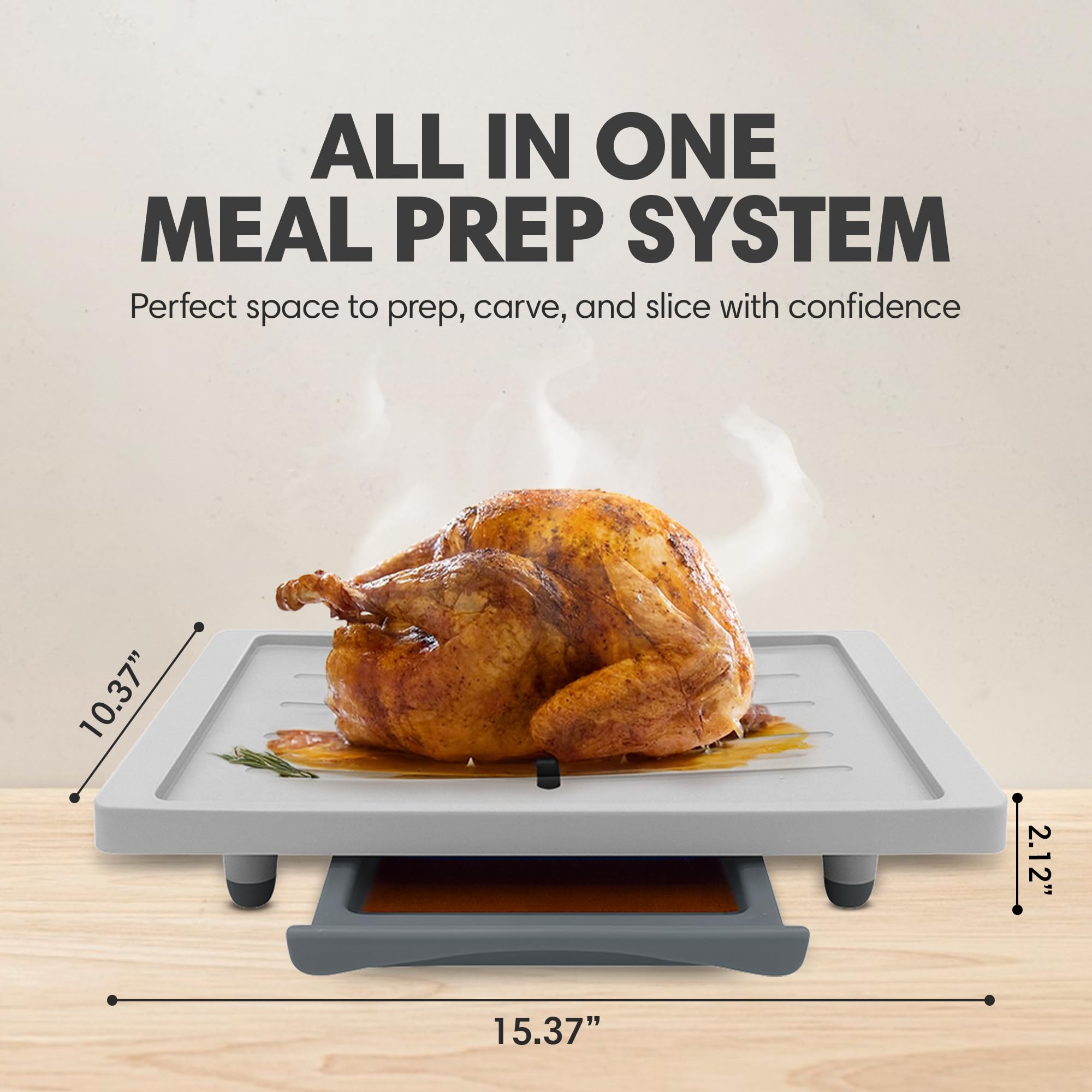 Karving King Plus spikes secure meats and melons for steady slicing.