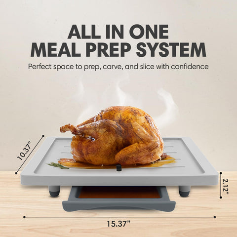 Karving King Plus spikes secure meats and melons for steady slicing.