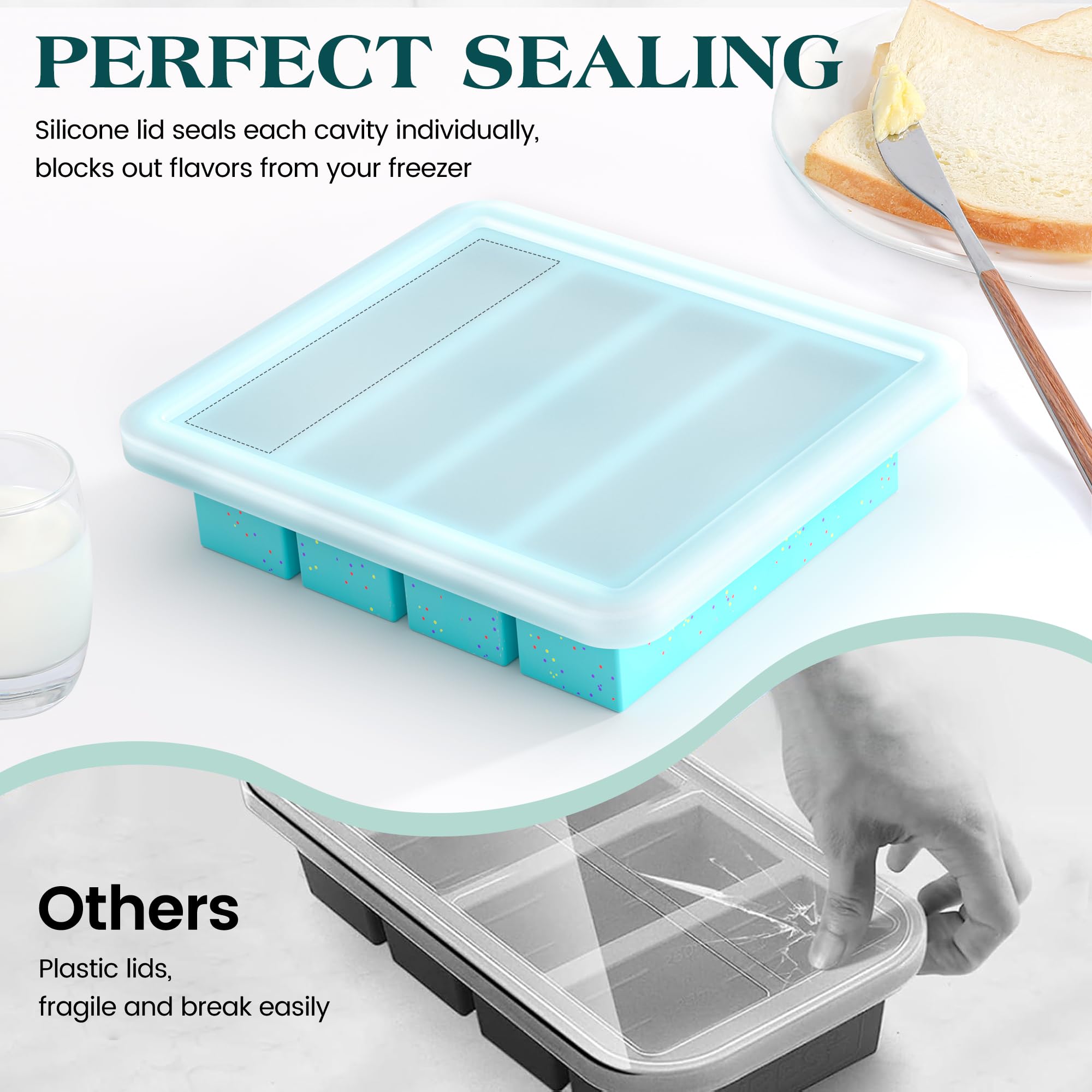 KASHME nonstick silicone lid ensures easy release and secure storage.