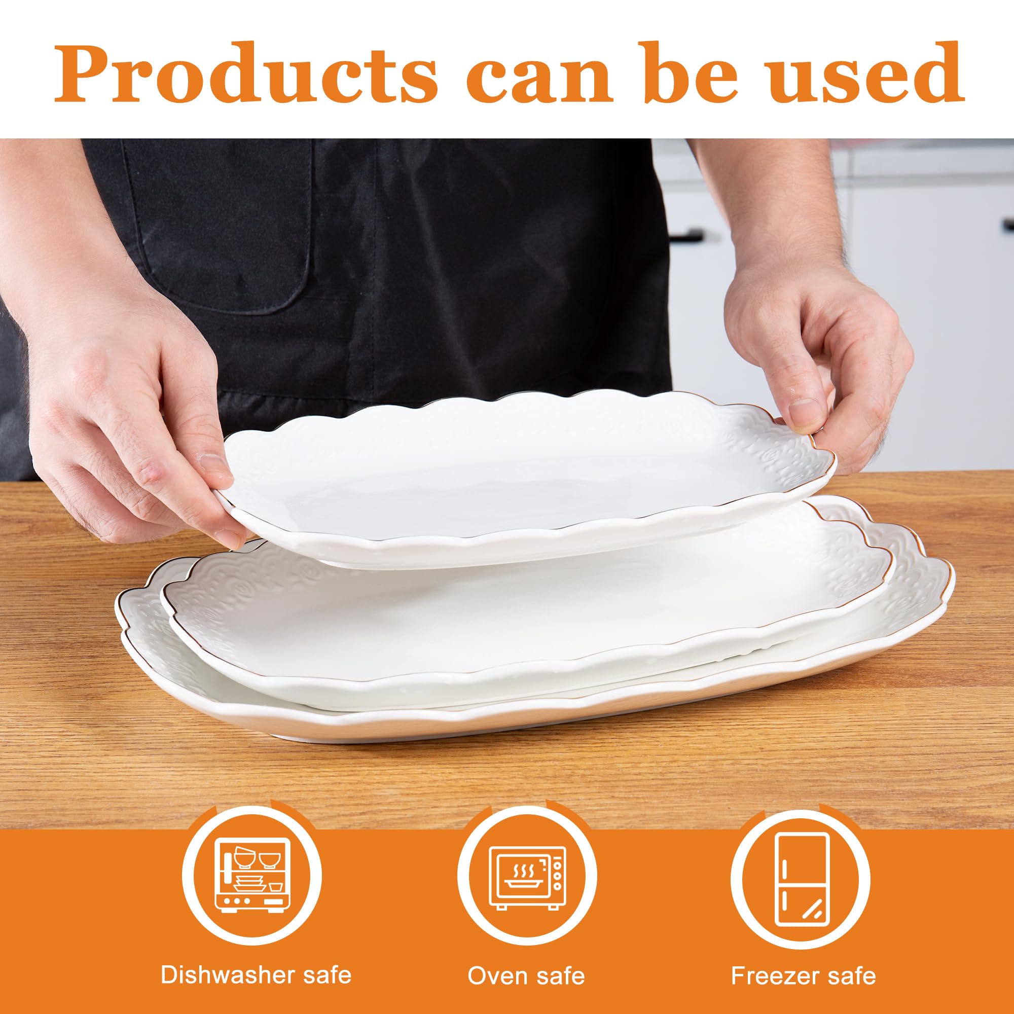 Kassel oven-safe porcelain platter great for baking and serving hot dishes.