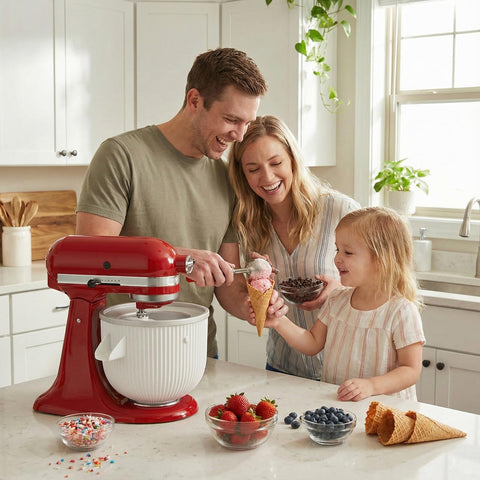 KassunKoch freezer bowl prep shows overnight freeze for creamy results