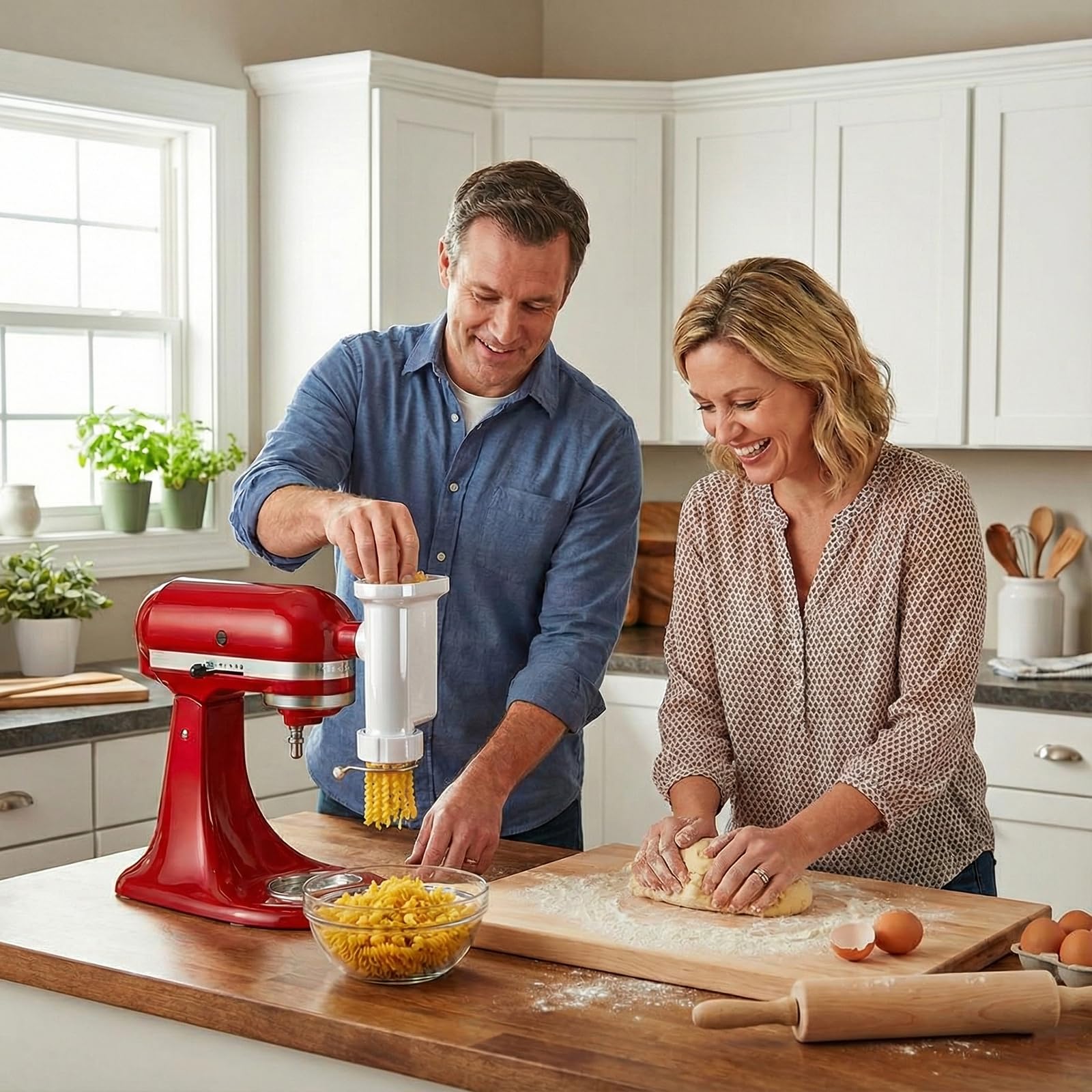 KassunKoch pasta attachment for bucatini shapes rich, hollow strands perfect for cozy soups.