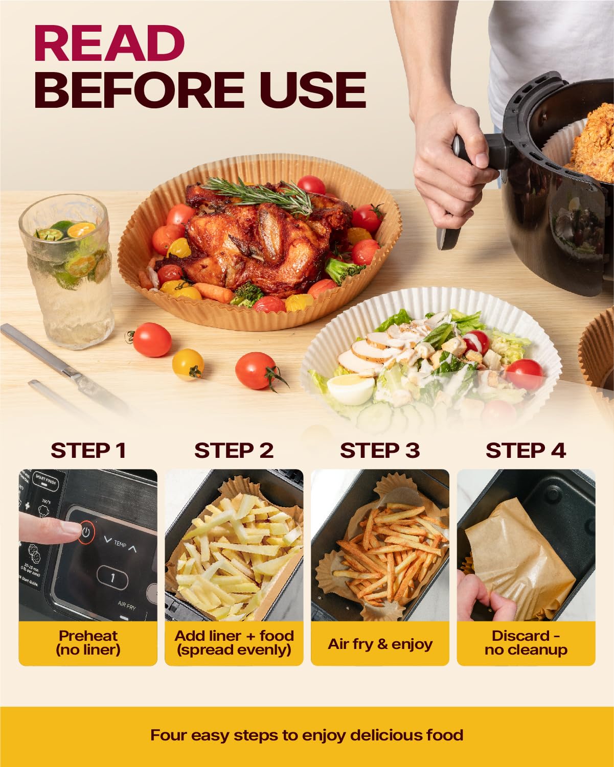 Katbite oil-proof liners prevent grease leakage during cooking.