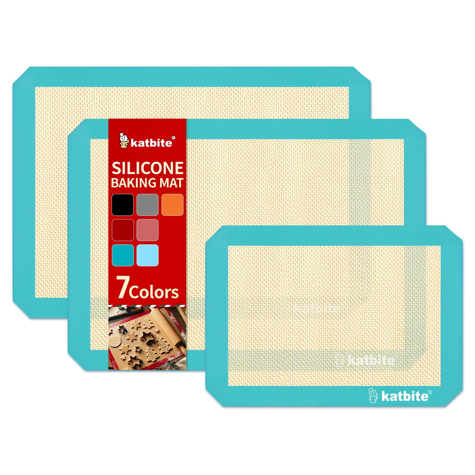 Katbite dark blue silicone baking mat on a tray for even browning.
