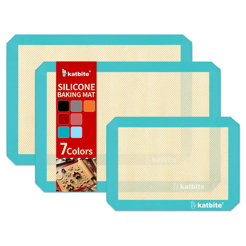 Katbite dark blue silicone baking mat on a tray for even browning.