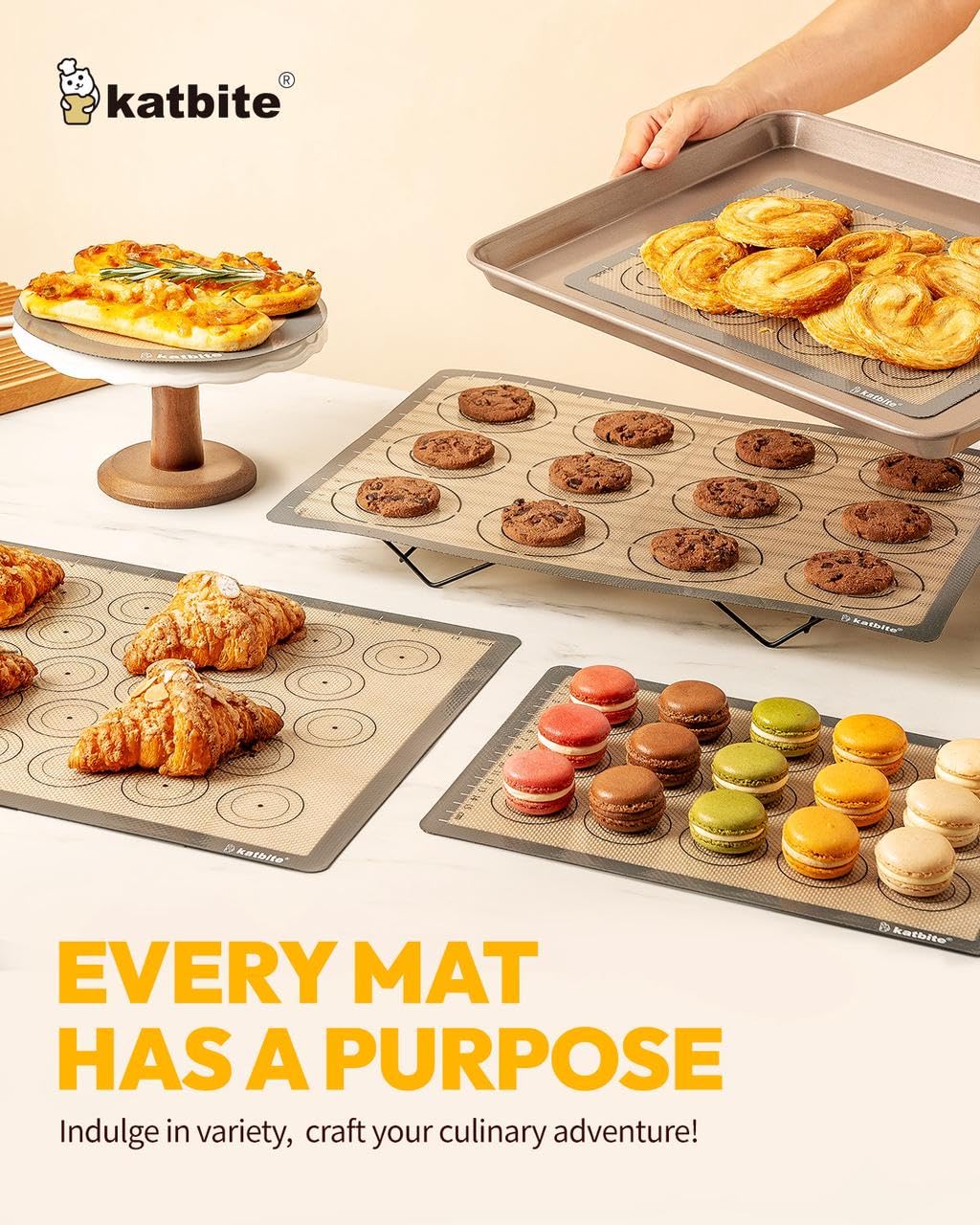 Katbite dishwasher-safe silicone mats, easy care and durable daily use.