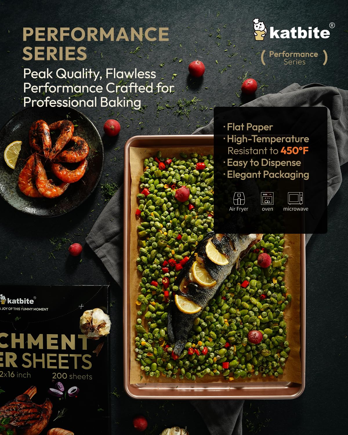 Katbite parchment sheets fit ovens, microwaves, and freezers for multi-task use.