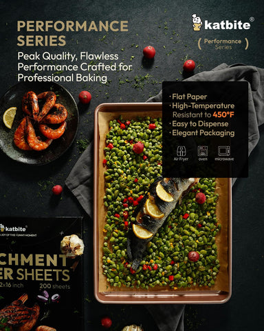 Katbite parchment sheets fit ovens, microwaves, and freezers for multi-task use.