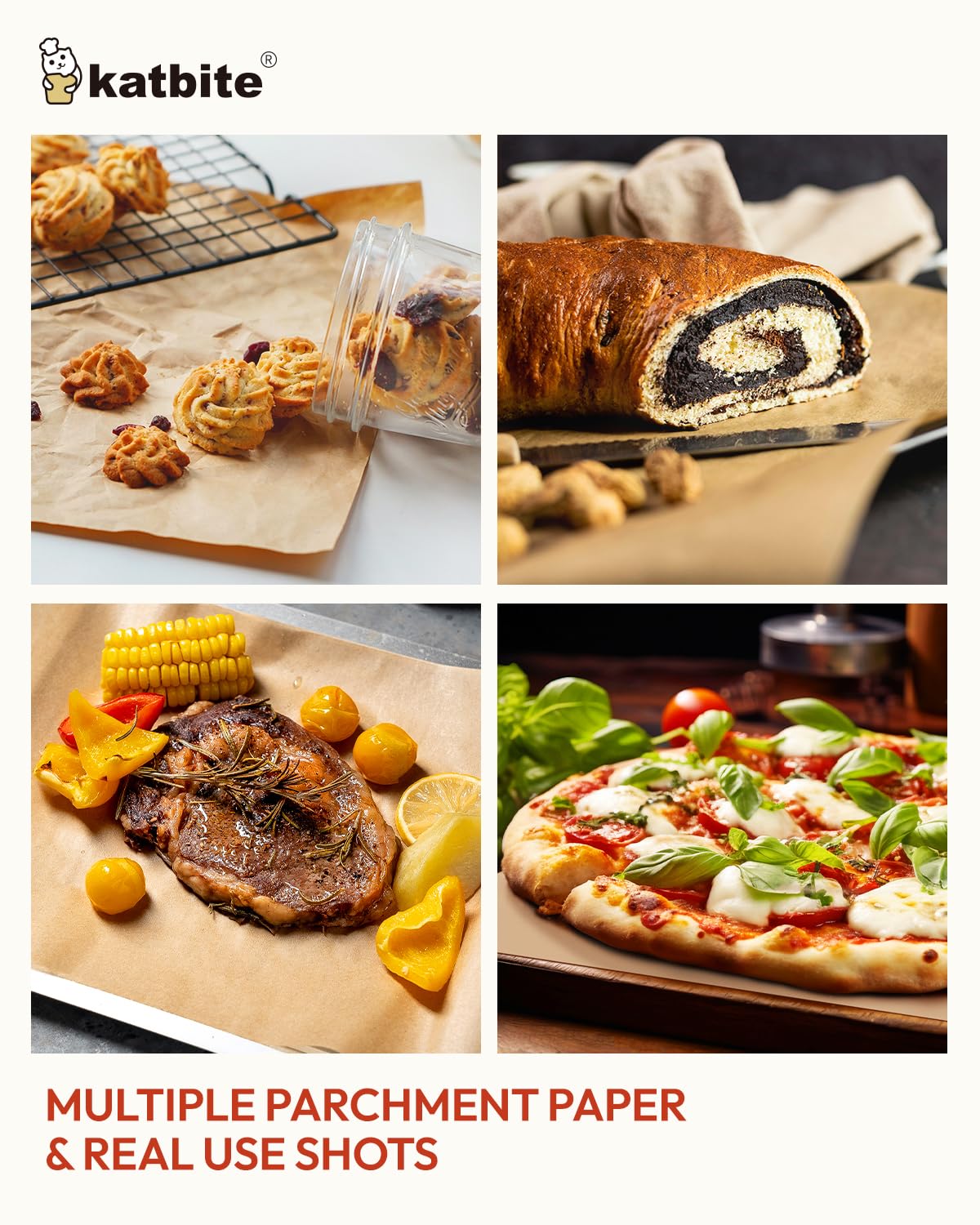 Katbite parchment provides non-stick surface and easy cleanup after baking