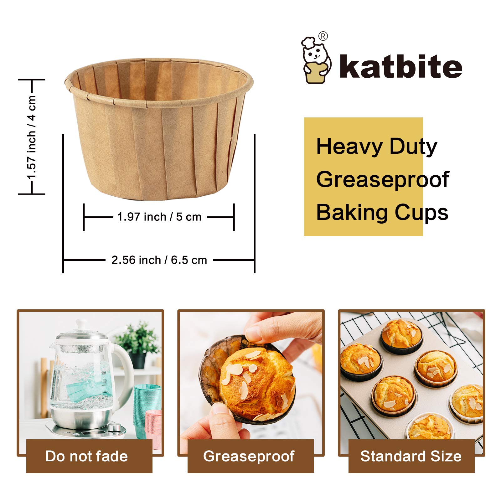 Katbite brown parchment cupcake liners with rustic appeal for desserts.