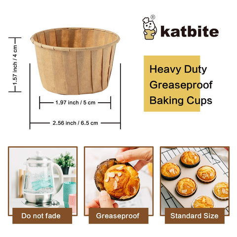 Katbite brown parchment cupcake liners with rustic appeal for desserts.