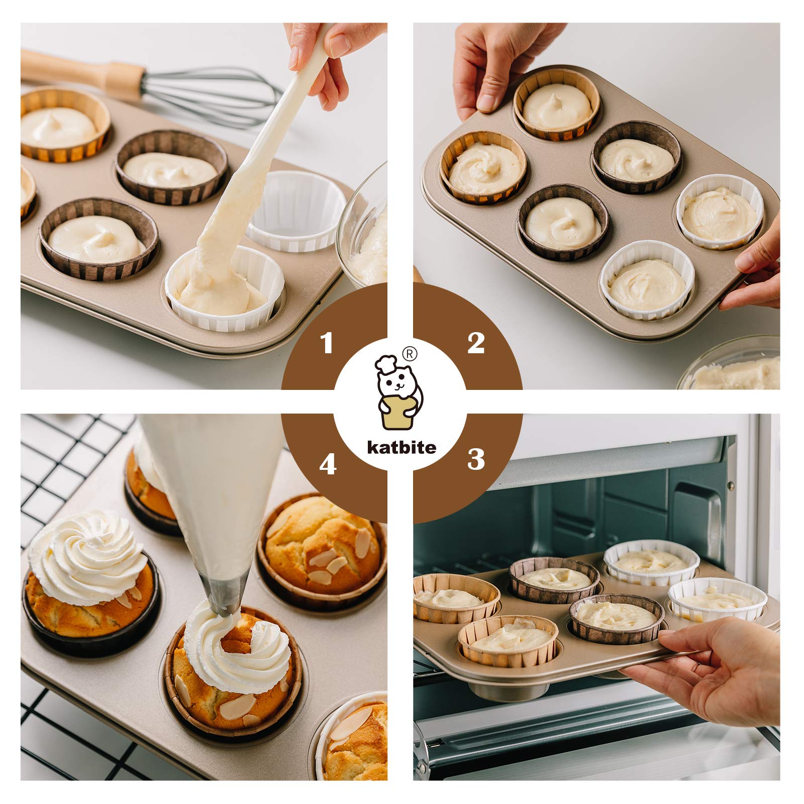 Katbite multipack parchment cupcake liners ideal for bulk baking at events.