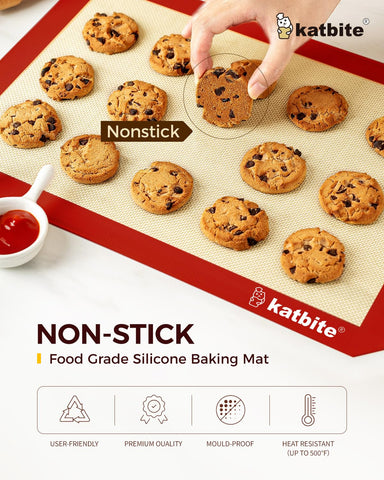 Close-up of Katbite red mat shows durable, nonstick silicone surface