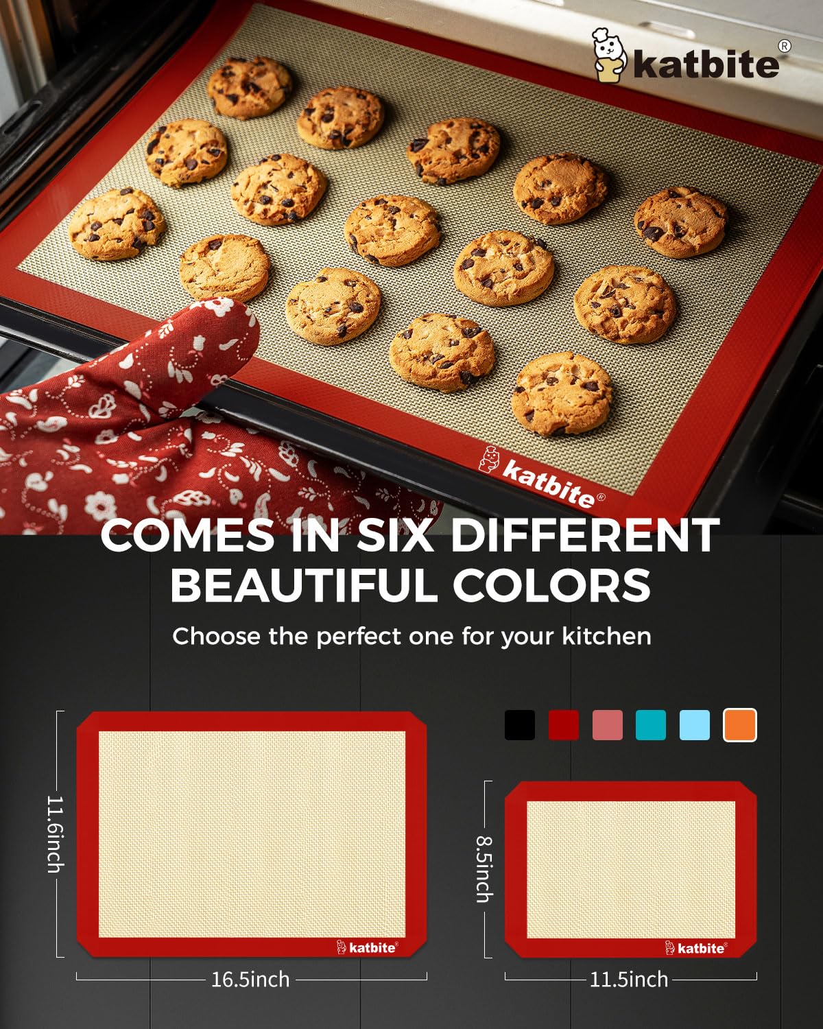 Katbite red mat tolerates -40°F to 500°F for versatile cooking tasks