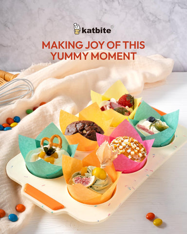 Katbite Tulip liners enhance dessert table presentation at events.