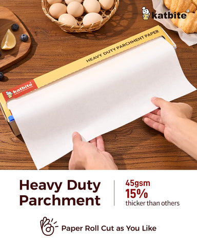 Katbite two-sided silicone-coated parchment for easy food release.