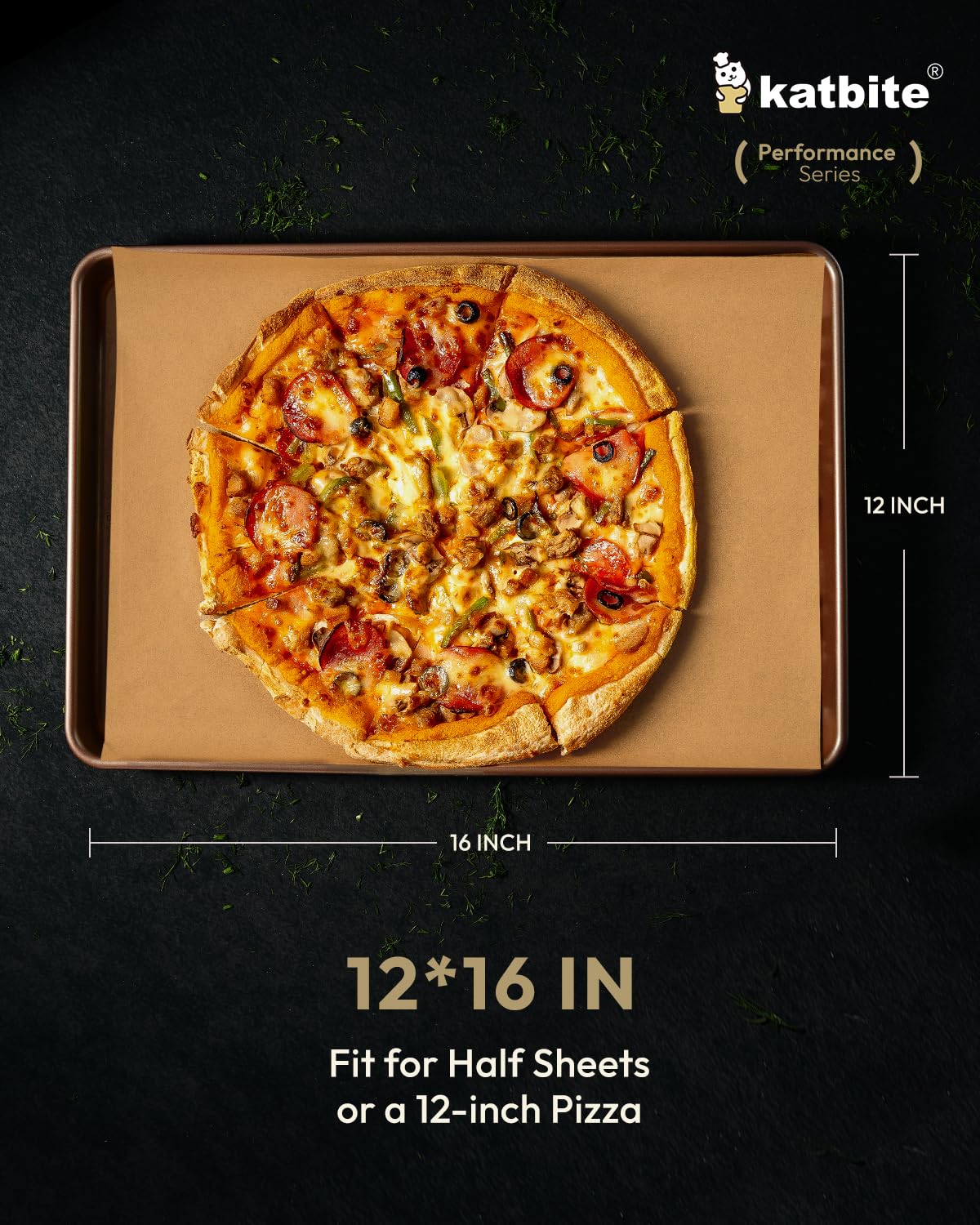 Katbite unbleached parchment packaging highlights sustainable, safe baking surfaces.