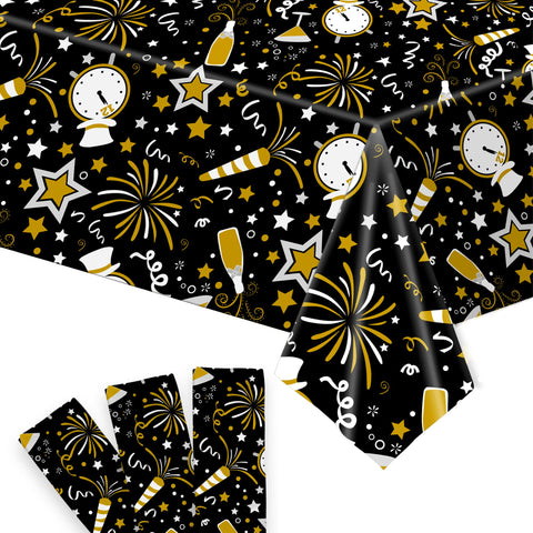 KatchOn Happy New Year tablecloth 54x108 inches in a 3-pack for formal NYE tables