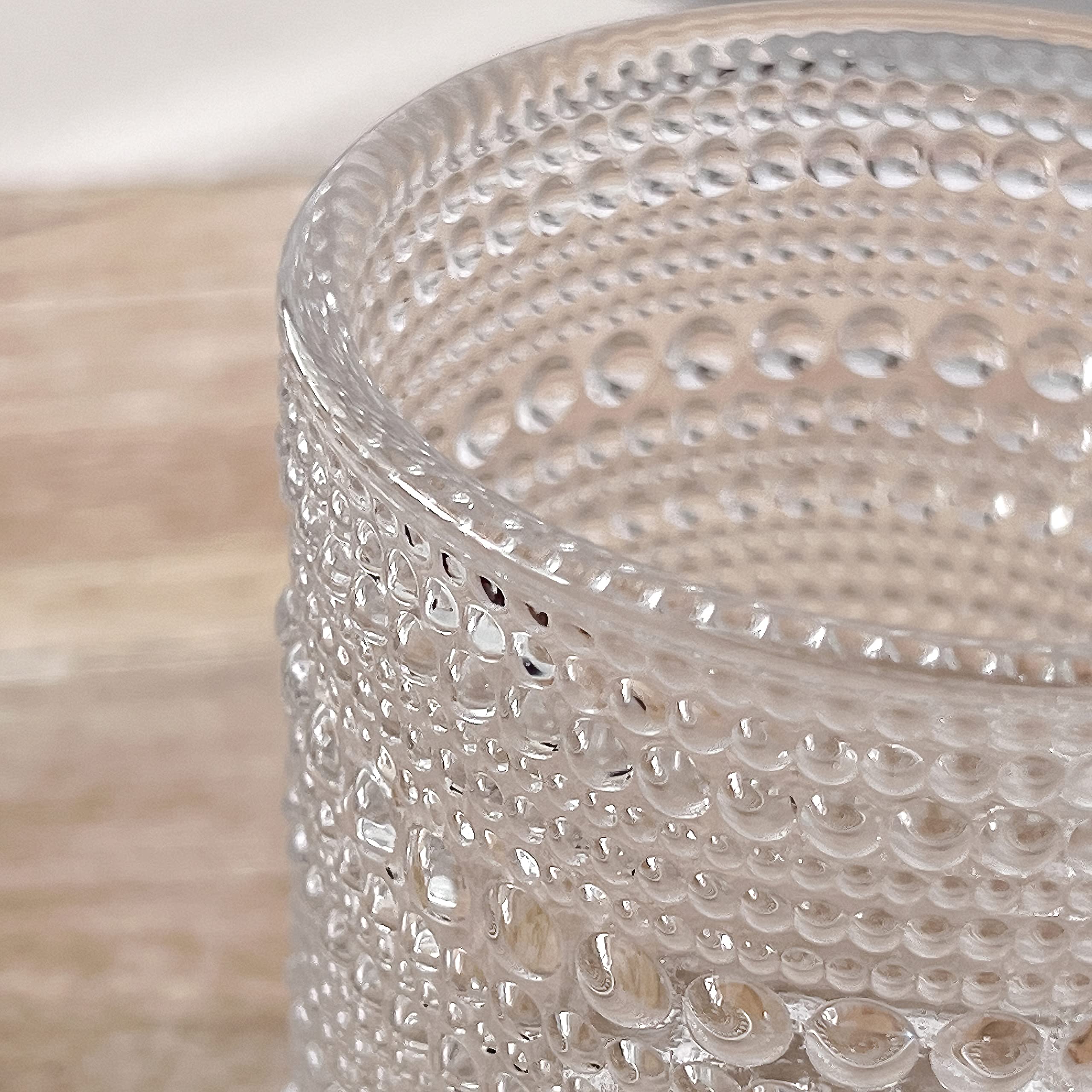 Kate Aspen glasses require hand washing to preserve embossed details.