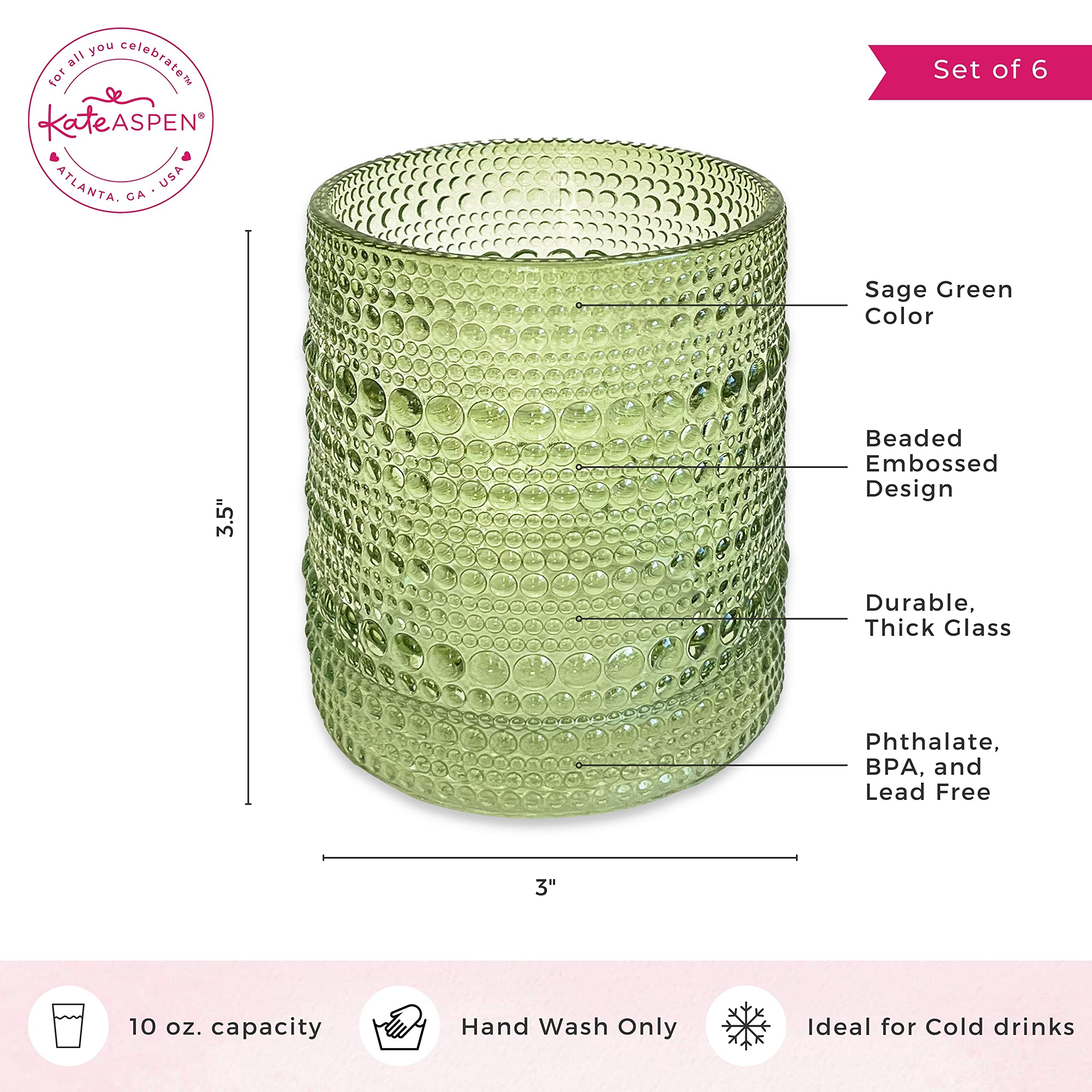 Kate Aspen Holiday Entertaining Glasses set ready for seasonal hosting.