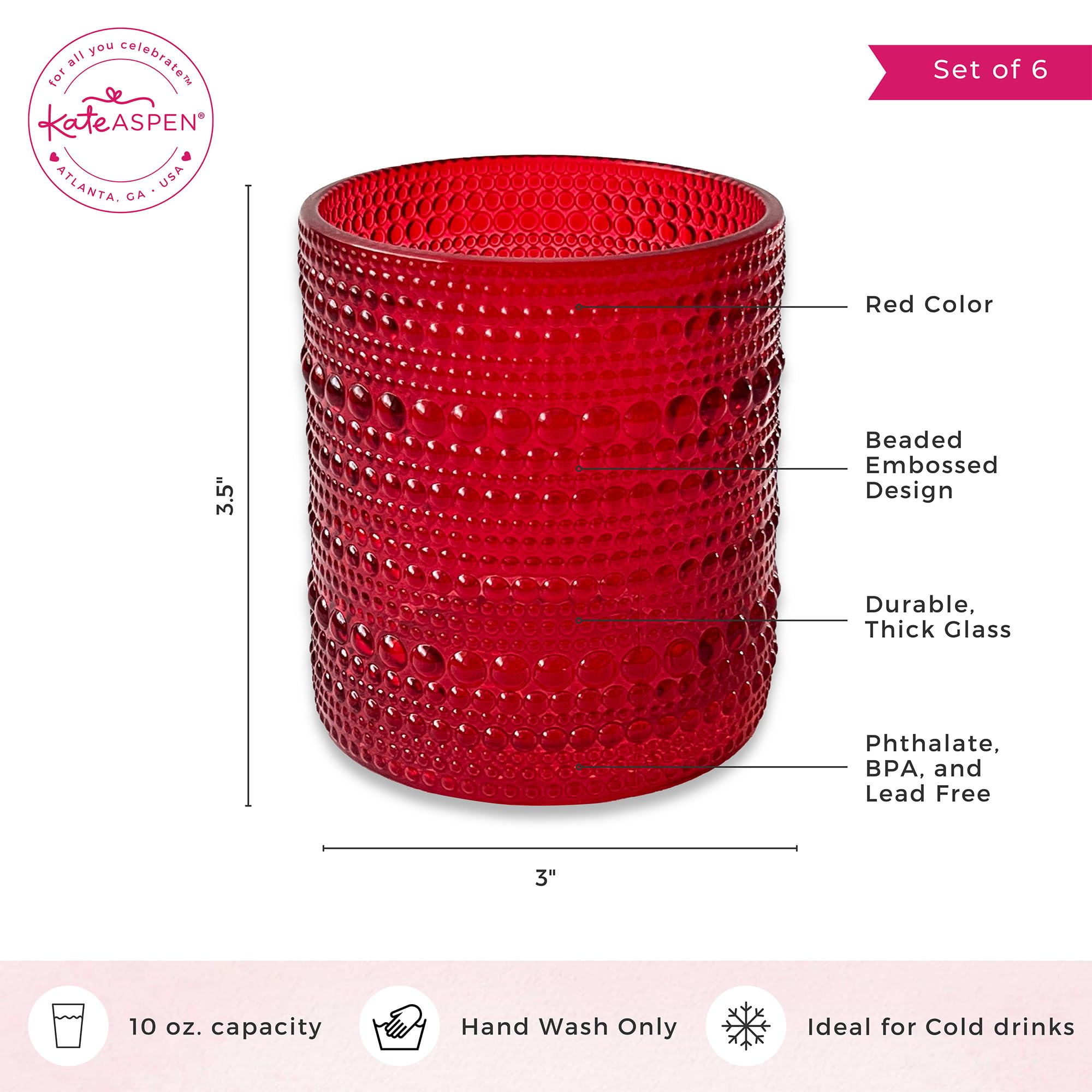 Kate Aspen ribbed texture glass enhances tactile experience with drinks.