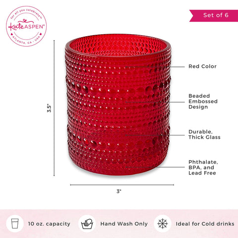 Kate Aspen ribbed texture glass enhances tactile experience with drinks.