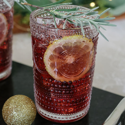 Kate Aspen vintage clear drinking glass suitable for water, juice, or iced tea.