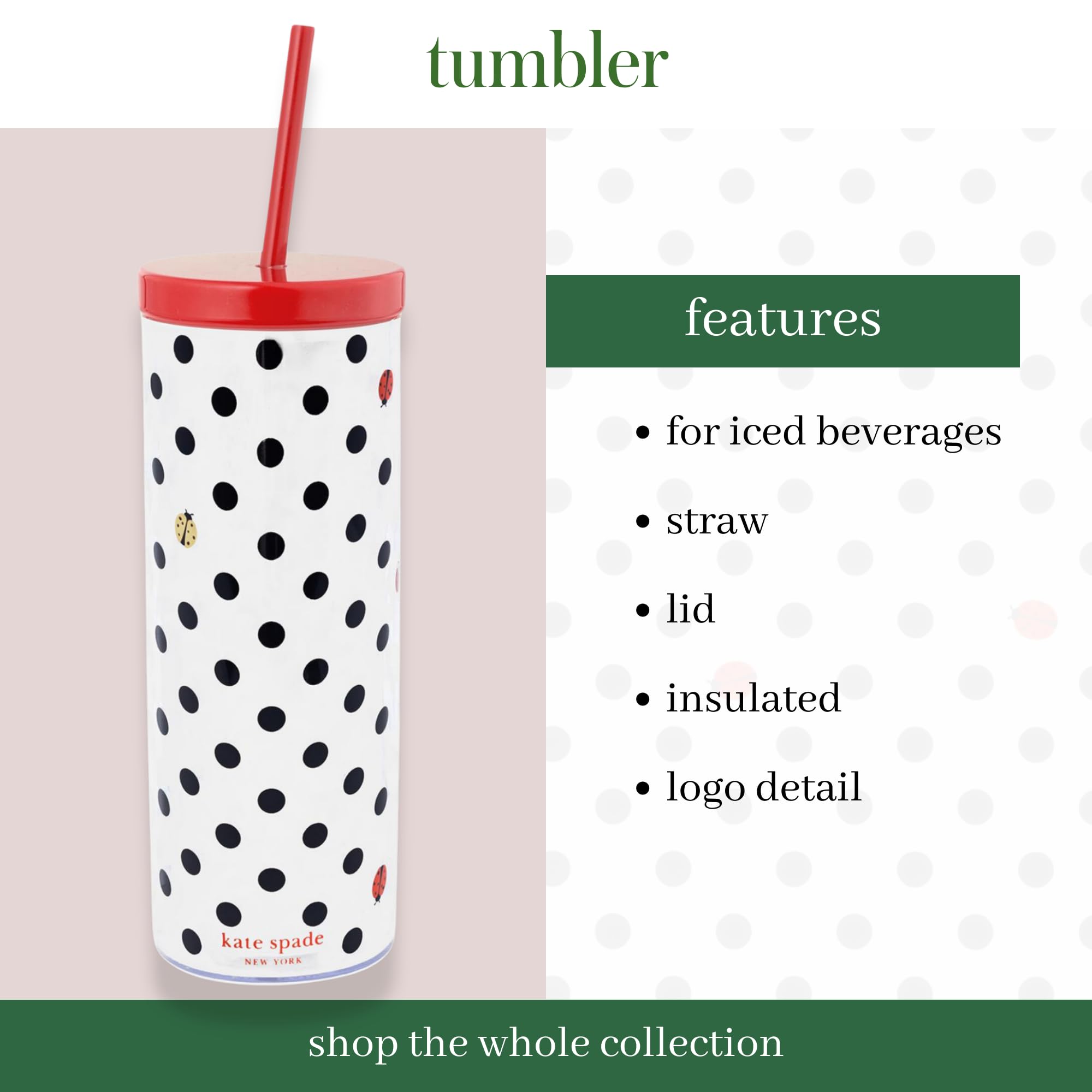 double-wall insulated acrylic tumbler from kate spade new york, condensation-free performance.
