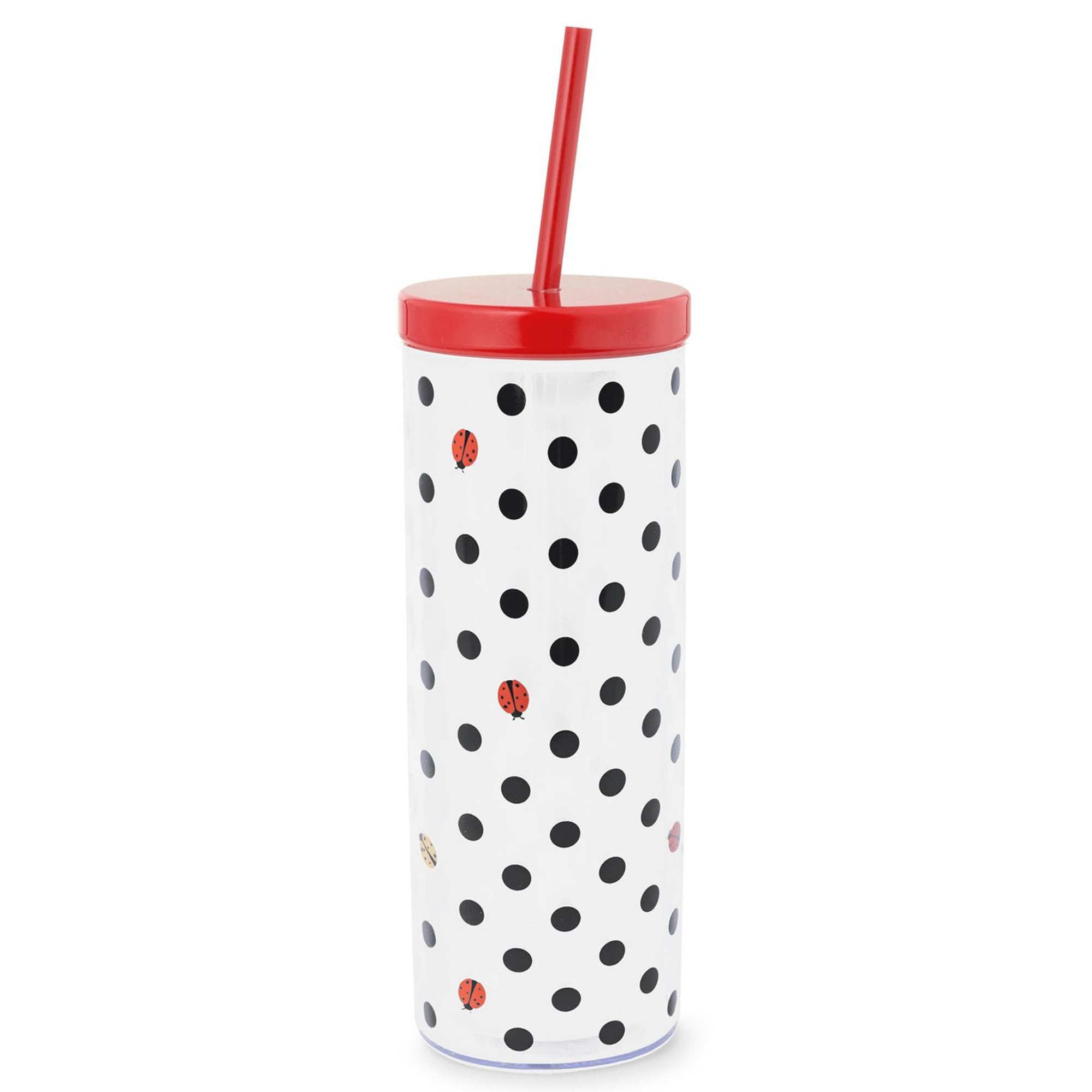 kate spade new york tumbler with lid and straw, travel-ready secure closure.